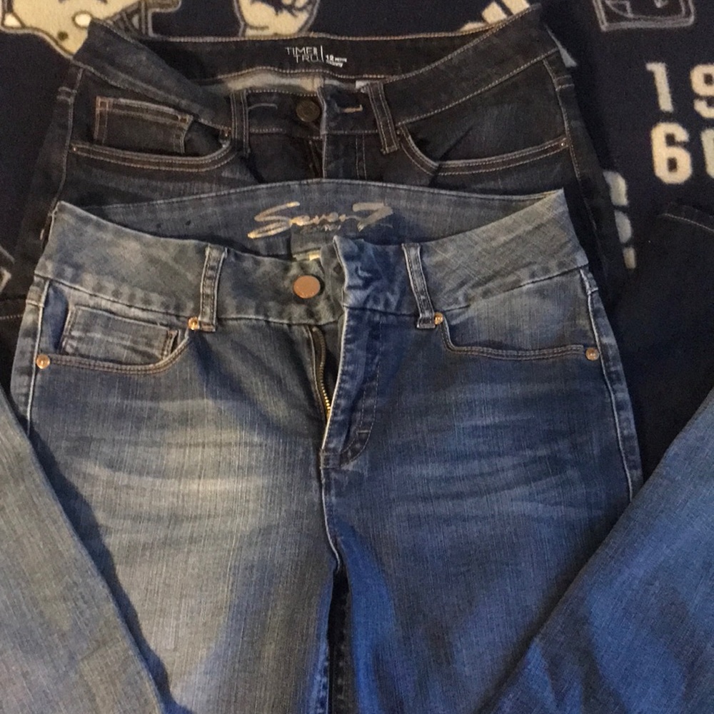 Two pairs of jeans still in good shape .